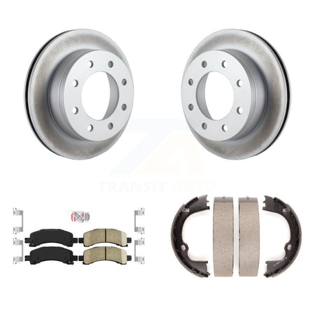 Rear Disc Coated Rotors Ceramic Pads & Parking Shoes Kit For Chevrolet Express 2500 3500 KGA-106662