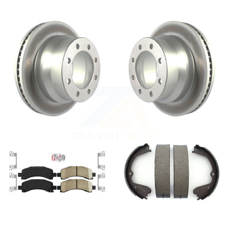 Rear Disc Coated Rotors Ceramic Pads & Parking Brake Shoes Kit For Chevrolet Express 4500 KGA-106664