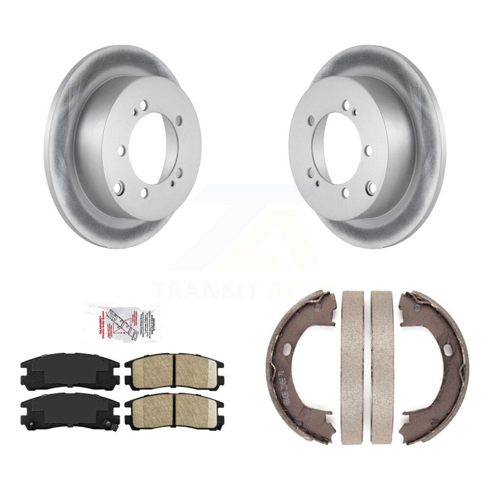 Rear Disc Coated Rotors Ceramic Pads Parking Brake Shoes Kit For Mitsubishi Eclipse Dodge KGA-106666