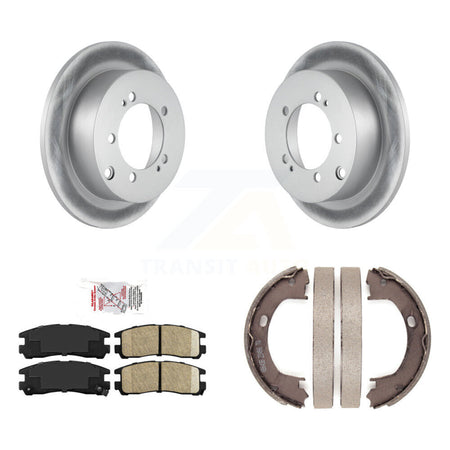 Rear Disc Coated Rotors Ceramic Pads Parking Brake Shoes Kit For Mitsubishi Eclipse Dodge KGA-106666