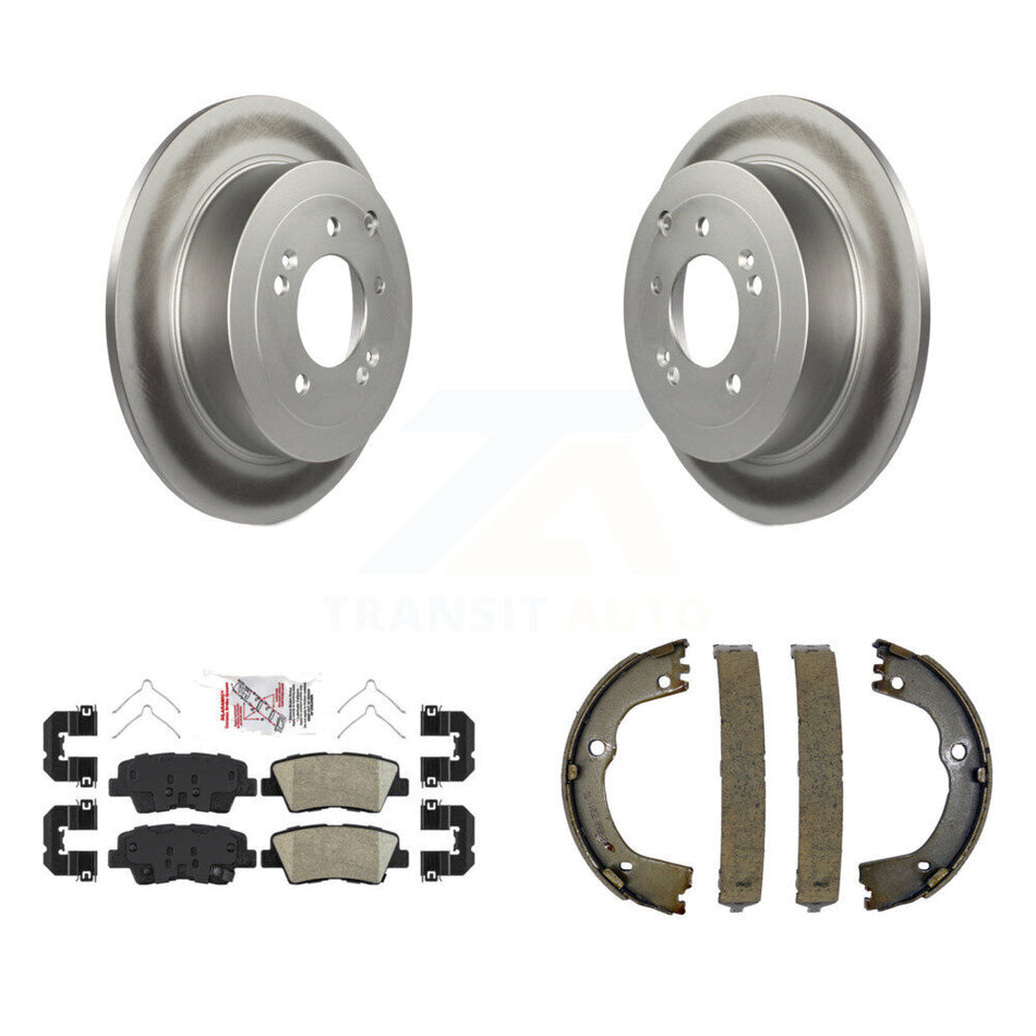Rear Disc Coated Rotors Ceramic Pads & Parking Shoes Kit For Hyundai Tucson Kia Sportage KGA-106671