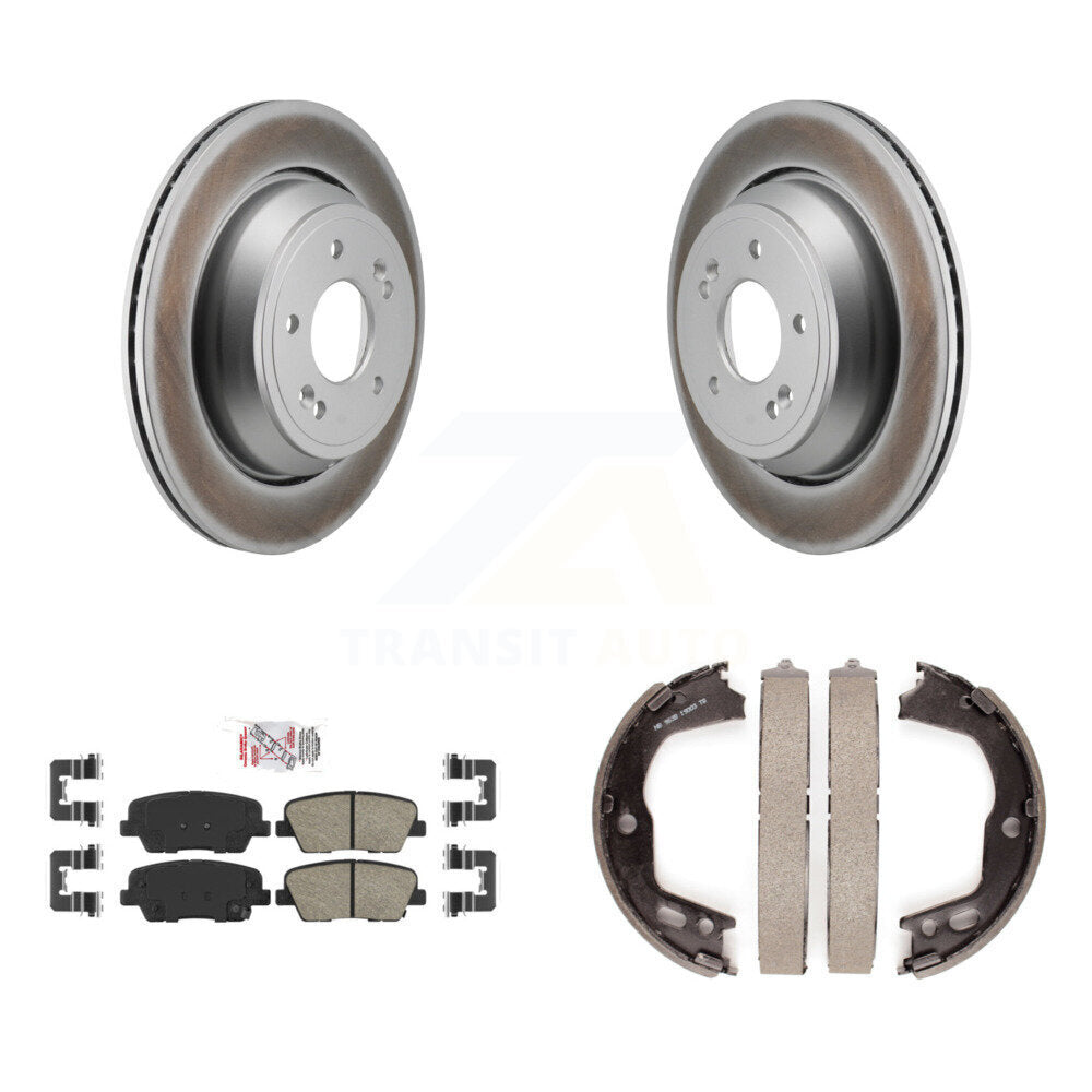 Rear Disc Coated Rotors Ceramic Pads Parking Brake Shoes Kit For 2011-2013 Hyundai Equus KGA-106672