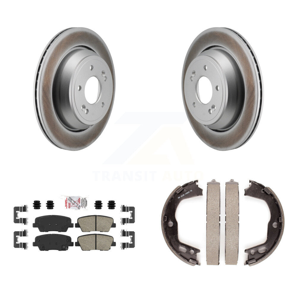 Rear Disc Coated Rotors Ceramic Pads Parking Brake Shoes Kit For 2011-2013 Hyundai Equus KGA-106673