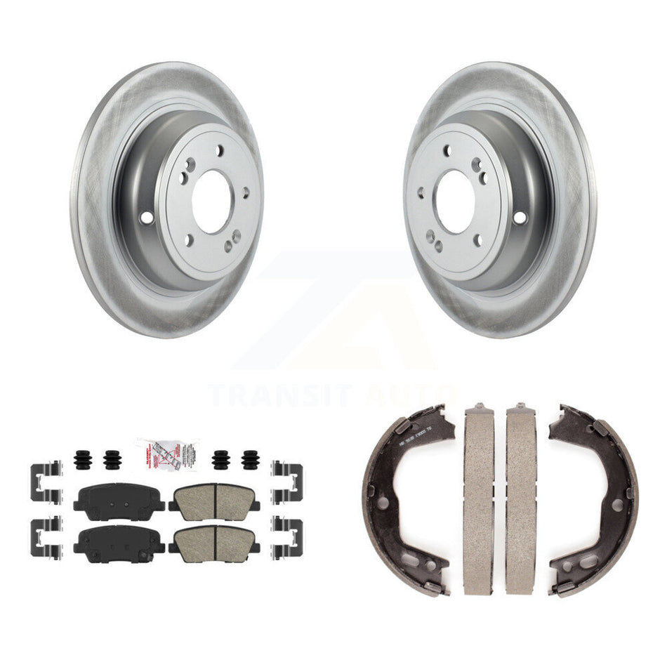 Rear Disc Coated Rotors Ceramic Pads And Parking Brake Shoes Kit For Hyundai Genesis KGA-106680