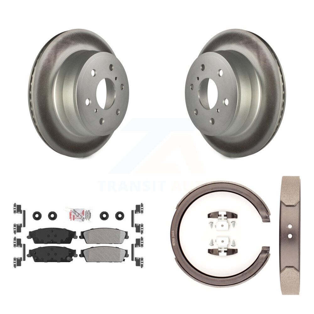 Rear Disc Coated Rotors Semi-Metallic Pads Parking Shoes Kit For Chevrolet GMC Sierra XL KGA-106683