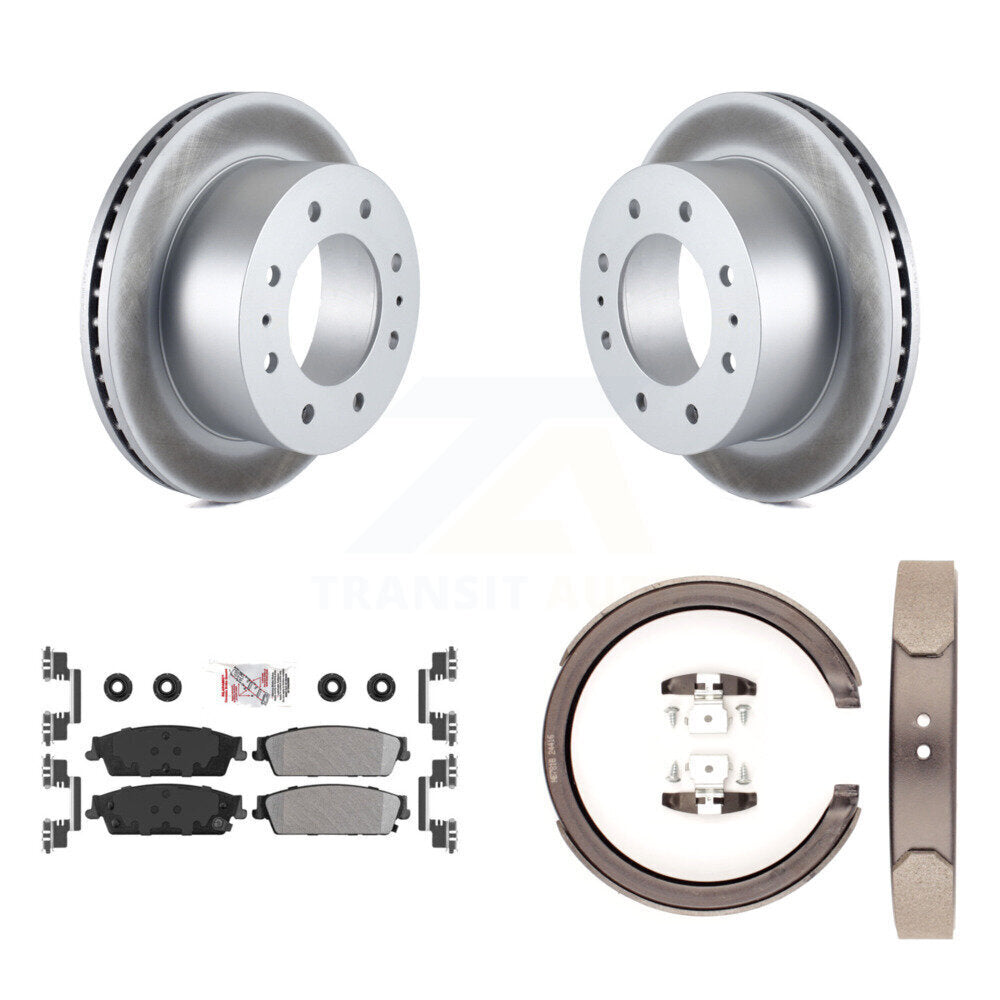 Rear Disc Coated Rotors Semi-Metallic Pads Parking Shoes Kit For Chevrolet Silverado 1500 KGA-106685