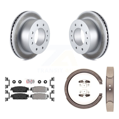 Rear Disc Coated Rotors Semi-Metallic Pads Parking Shoes Kit For Chevrolet Silverado 1500 KGA-106685