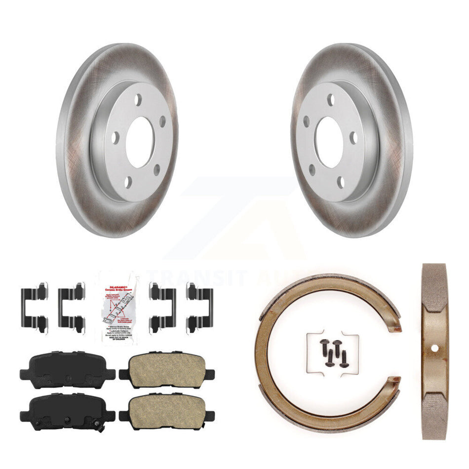 Rear Disc Coated Rotors Ceramic Pads And Parking Brake Shoes Kit For Chevrolet Impala KGA-106688