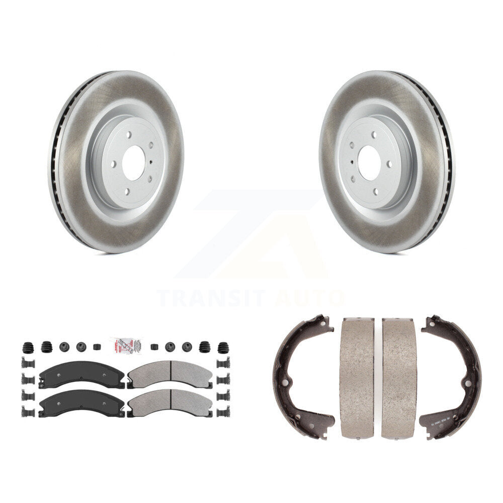 Rear Disc Coated Rotors Semi-Metallic Pads And Parking Shoes Kit For Nissan NV2500 NV3500 KGA-106695
