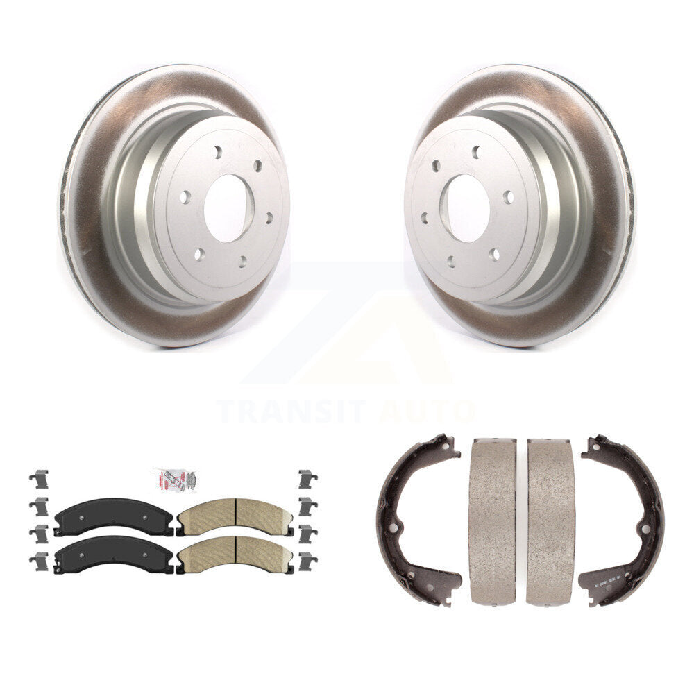 Rear Disc Coated Rotors Ceramic Pads And Parking Shoes Kit For 2016-2019 Nissan TITAN XD KGA-106696