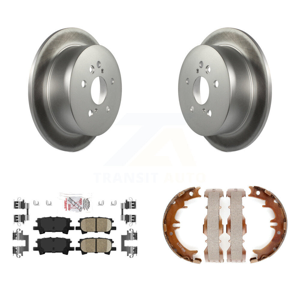 Rear Disc Coated Rotors Ceramic Pads Parking Shoes Kit For Lexus RX350 Toyota Highlander KGA-106698