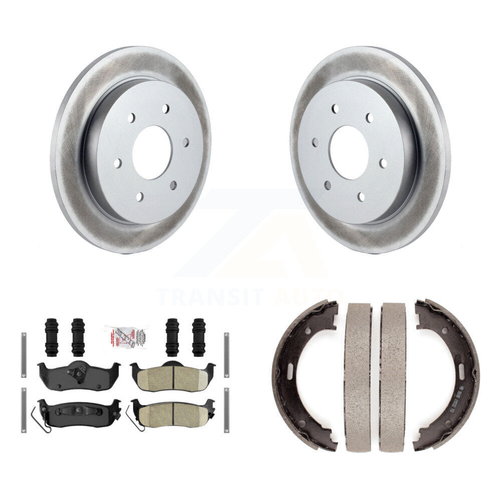 Rear Disc Coated Rotors Ceramic Pads & Parking Shoes Kit For Nissan TITAN Armada INFINITI KGA-106701