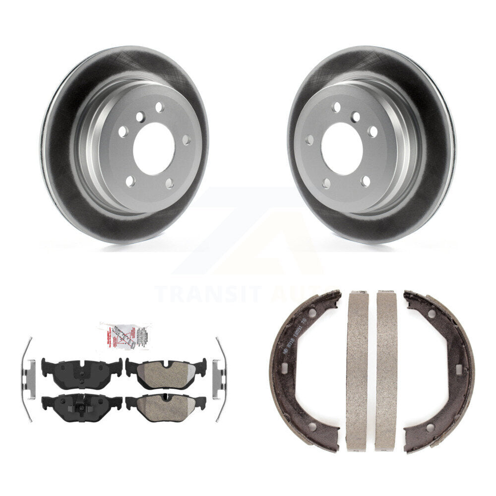 Rear Disc Coated Rotors Semi-Metallic Pads Parking Shoes Kit For BMW 328i xDrive X1 328xi KGA-106706