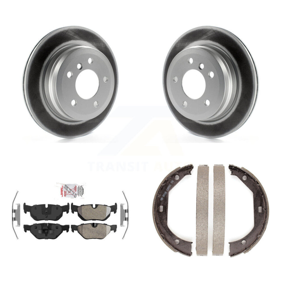 Rear Disc Coated Rotors Semi-Metallic Pads Parking Shoes Kit For BMW 328i xDrive X1 328xi KGA-106706