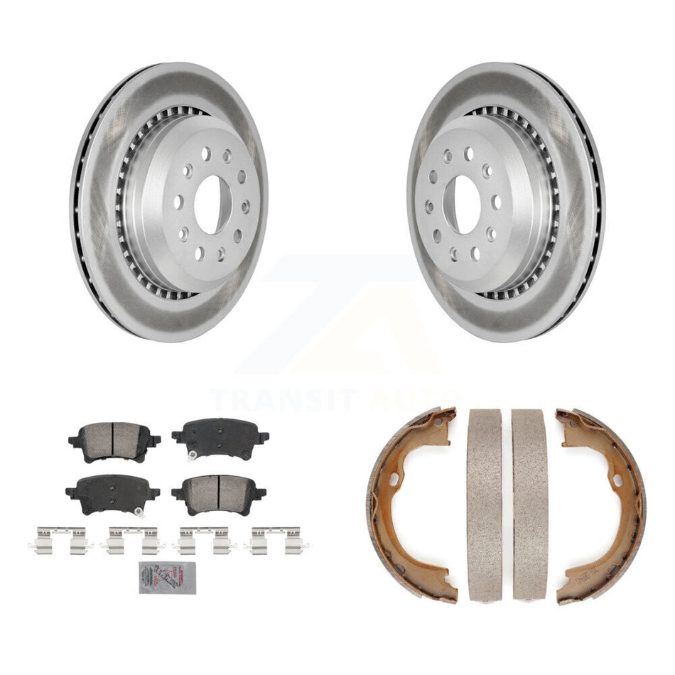 Rear Disc Coated Rotors Ceramic Pads Parking Brake Shoes Kit For Jeep Wrangler Gladiator KGA-106711