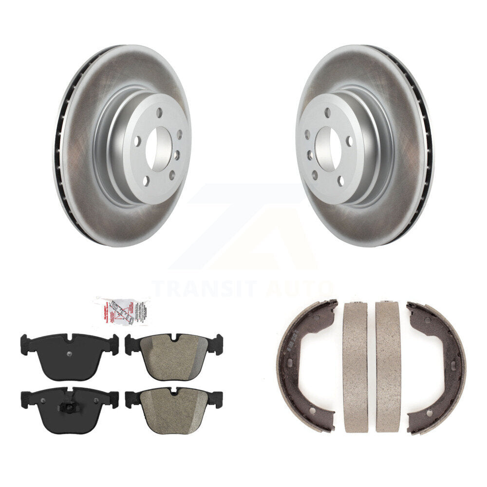 Rear Disc Coated Rotors Semi-Metallic Pads And Parking Brake Shoes Kit For BMW X5 X6 KGA-106714