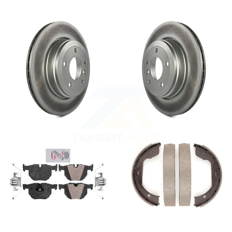 Rear Disc Coated Rotors Semi-Metallic Pads Parking Brake Shoes Kit For BMW 530i 525i 528i KGA-106715