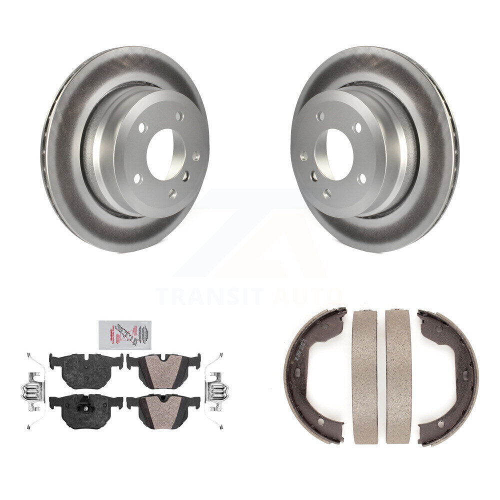 Rear Disc Coated Rotors Semi-Metallic Pads & Parking Shoes Kit For BMW 530xi 528i xDrive KGA-106716