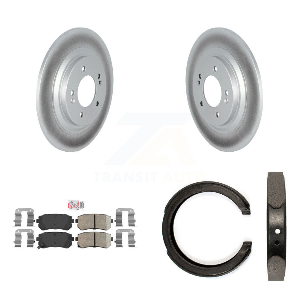 Rear Disc Coated Rotors Ceramic Pads Parking Shoes Kit For Kia Cadenza Limited/Technology KGA-106735