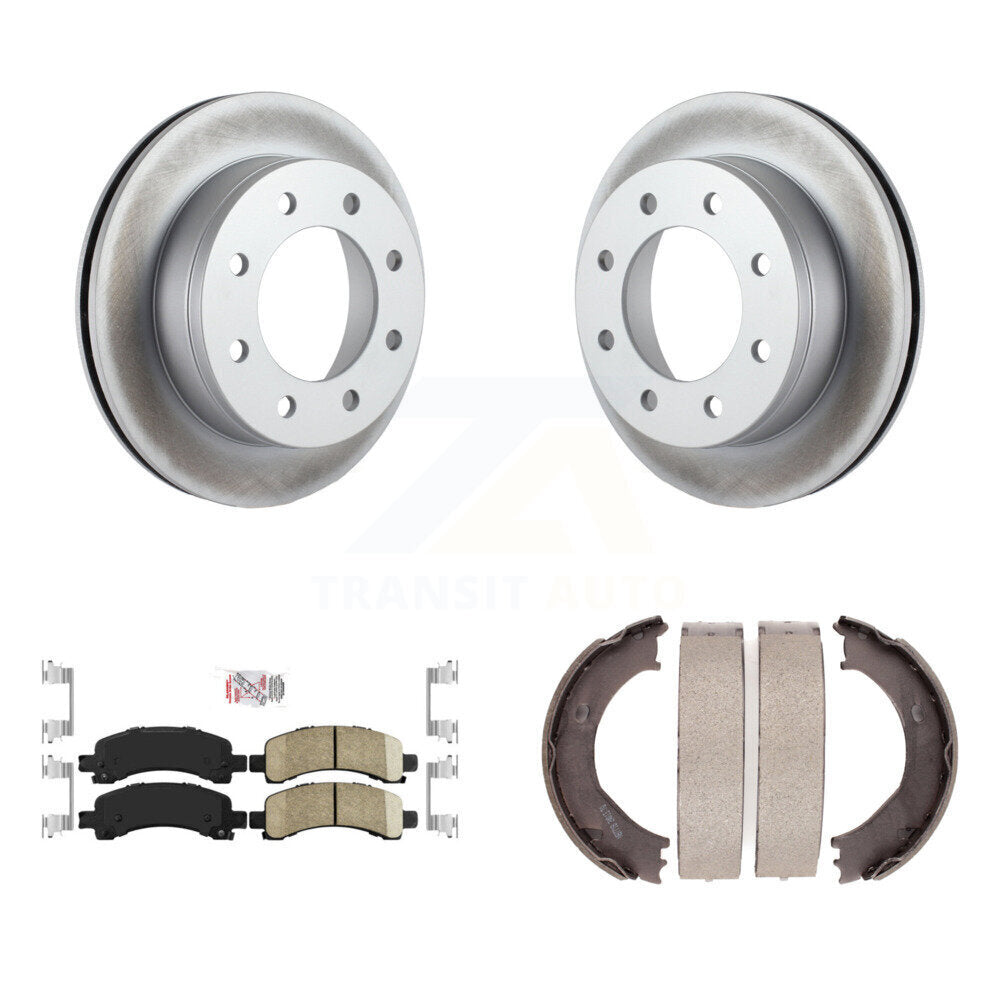 Rear Disc Coated Rotors Ceramic Pads And Parking Shoes Kit For Chevrolet Express 2500 GMC KGA-106738
