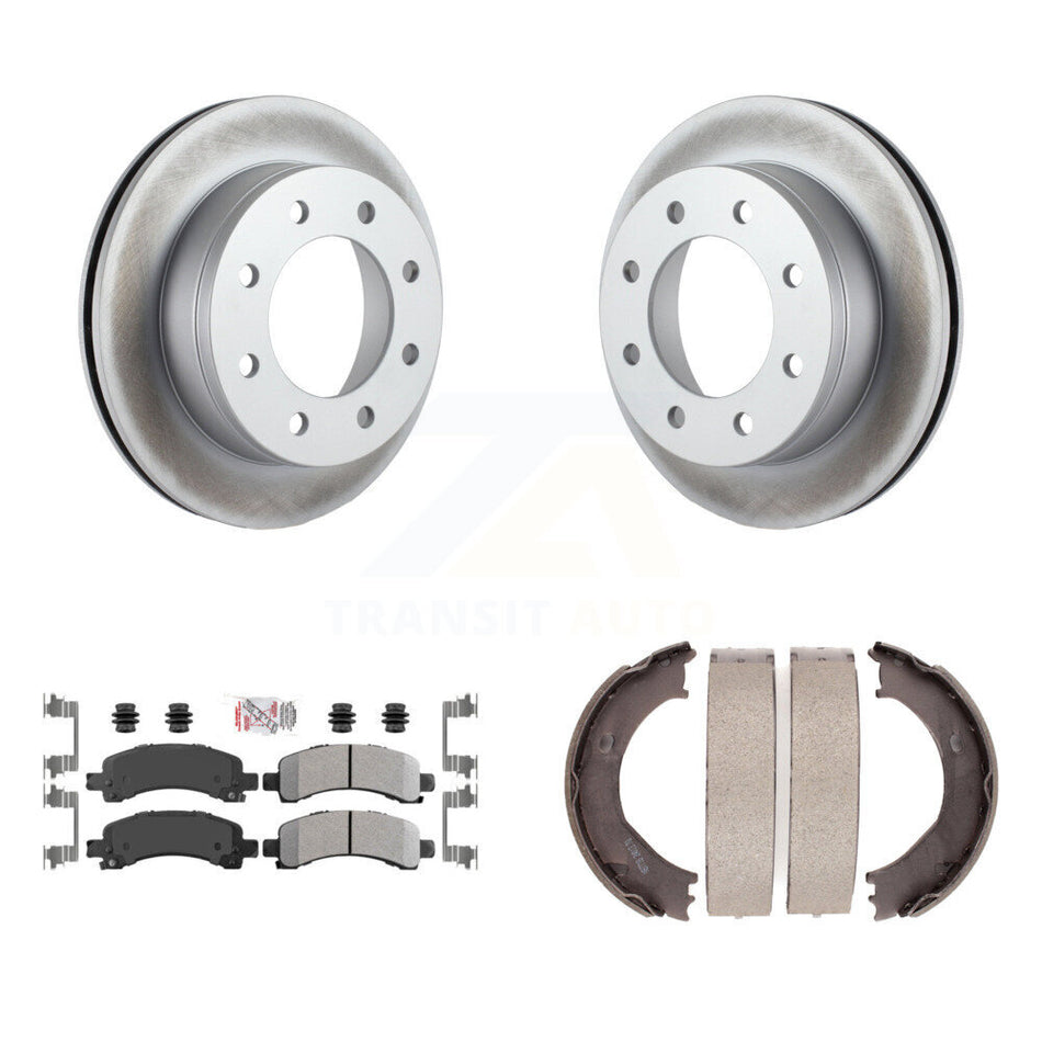 Rear Disc Coated Rotors Semi-Metallic Pads & Parking Shoes Kit For Chevrolet Express 2500 KGA-106739