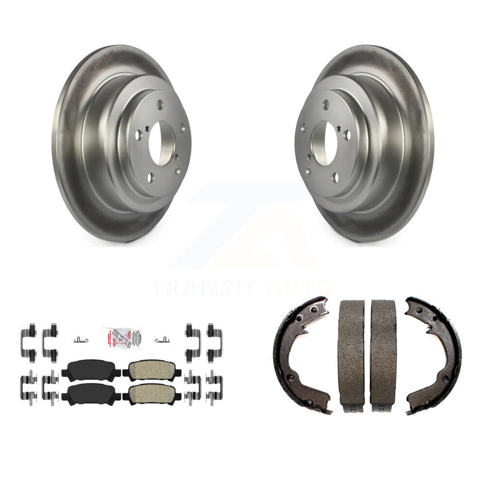 Rear Disc Coated Rotors Semi-Metallic Pads Parking Shoes Kit For Subaru Forester Impreza KGA-106740