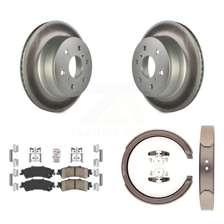 Rear Disc Coated Rotors Ceramic Pads Parking Brake Shoes Kit For GMC Sierra 1500 Classic KGA-106742