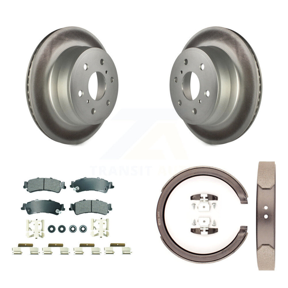 Rear Disc Coated Rotors Semi-Metallic Pads Parking Shoes Kit For GMC Sierra 1500 Classic KGA-106743