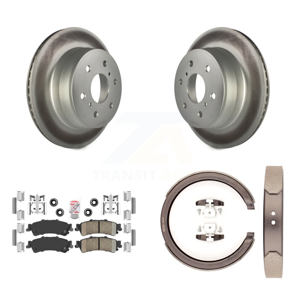 Rear Disc Coated Rotors Ceramic Pads Parking Brake Shoes Kit For GMC Sierra 1500 Classic KGA-106744