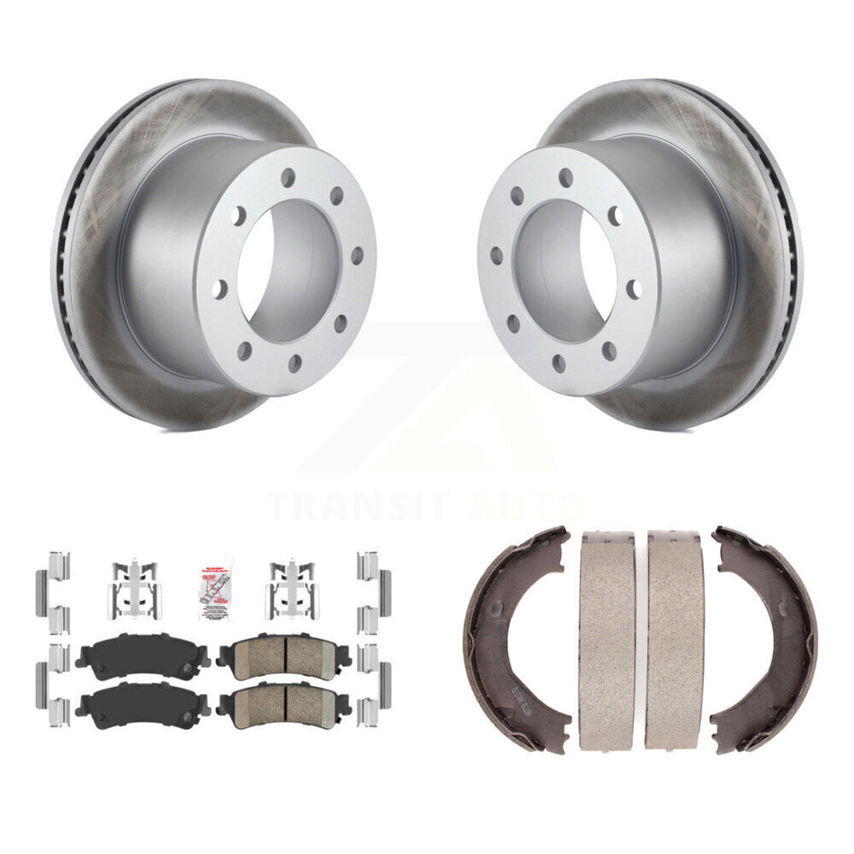 Rear Disc Coated Rotors Ceramic Pads And Parking Brake Shoes Kit For 2001 GMC Sierra 3500 KGA-106746
