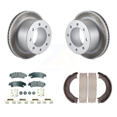 Rear Disc Coated Rotors Semi-Metallic Pads And Parking Shoes Kit For 2001 GMC Sierra 3500 KGA-106747