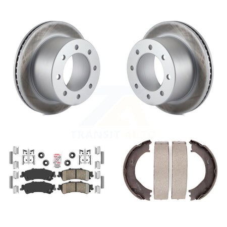 Rear Disc Coated Rotors Ceramic Pads And Parking Brake Shoes Kit For 2001 GMC Sierra 3500 KGA-106748