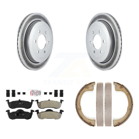 Rear Disc Coated Rotors Semi-Metallic Pads Parking Shoes Kit For Ford Expedition Lincoln KGA-106749