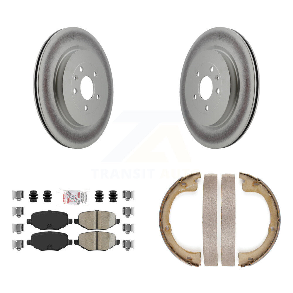 Rear Disc Coated Rotors Ceramic Pads And Parking Brake Shoes Kit For Lincoln MKT KGA-106751