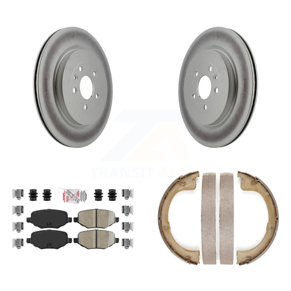 Rear Disc Coated Rotors Ceramic Pads And Parking Brake Shoes Kit For Lincoln MKT KGA-106751