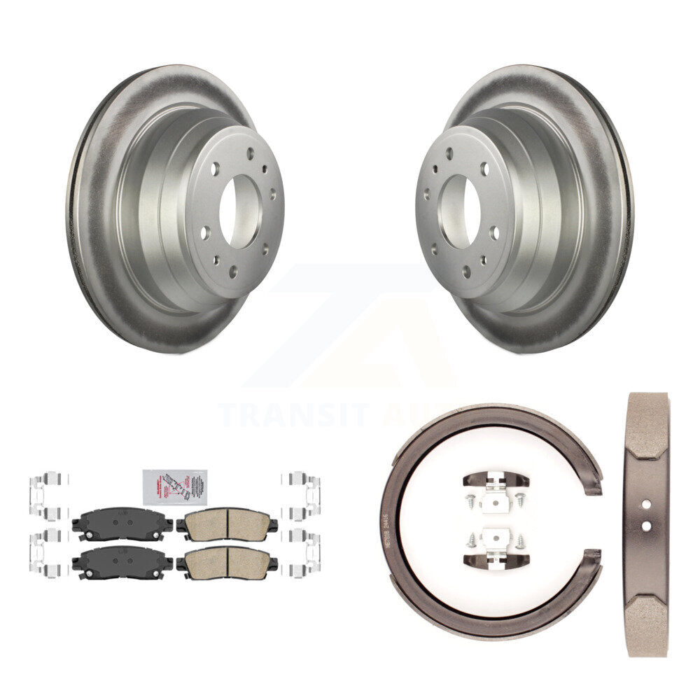 Rear Disc Coated Rotors Ceramic Pads & Parking Shoes Kit For Chevrolet GMC Trailblazer XL KGA-106757