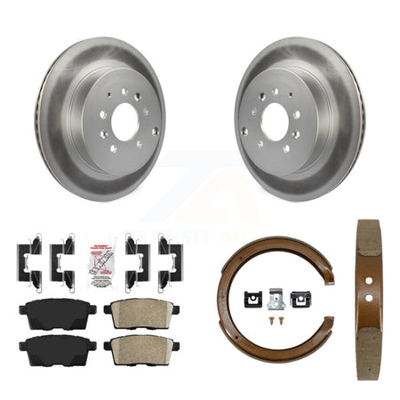 Rear Disc Coated Rotors Ceramic Pads And Parking Brake Shoes Kit For 2007-2012 Mazda CX-9 KGA-106761