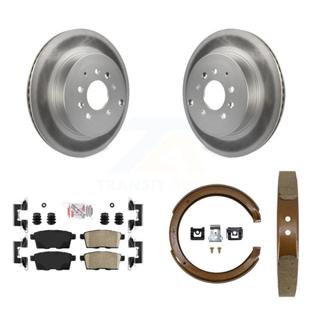 Rear Disc Coated Rotors Ceramic Pads And Parking Brake Shoes Kit For 2007-2012 Mazda CX-9 KGA-106762