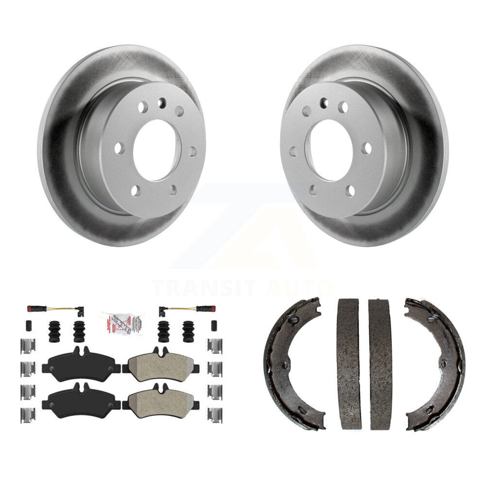 Rear Disc Coated Rotors Semi-Metallic Pads Parking Shoes Kit For Sprinter 2500 Dodge 3500 KGA-106768