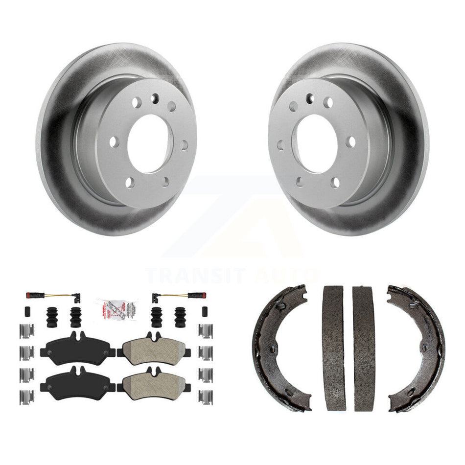 Rear Disc Coated Rotors Semi-Metallic Pads Parking Shoes Kit For Sprinter 2500 Dodge 3500 KGA-106768