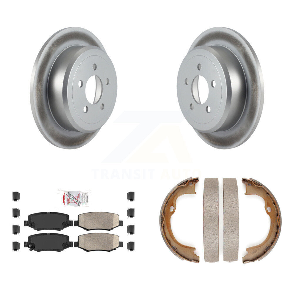 Rear Disc Coated Rotors Ceramic Pads Parking Brake Shoes Kit For Jeep Liberty Dodge Nitro KGA-106769