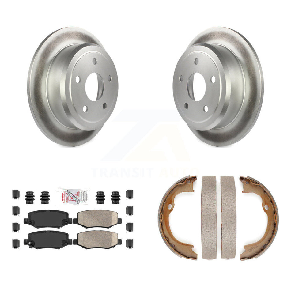 Rear Disc Coated Rotors Ceramic Pads And Parking Brake Shoes Kit For Jeep Wrangler JK KGA-106772