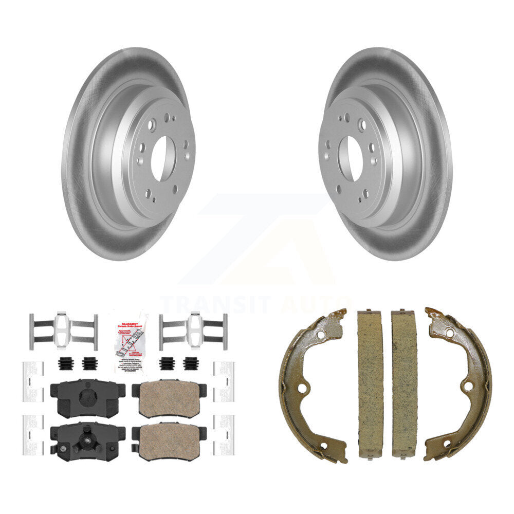 Rear Disc Coated Rotors Ceramic Pads & Parking Brake Shoes Kit For Honda Accord Crosstour KGA-106774