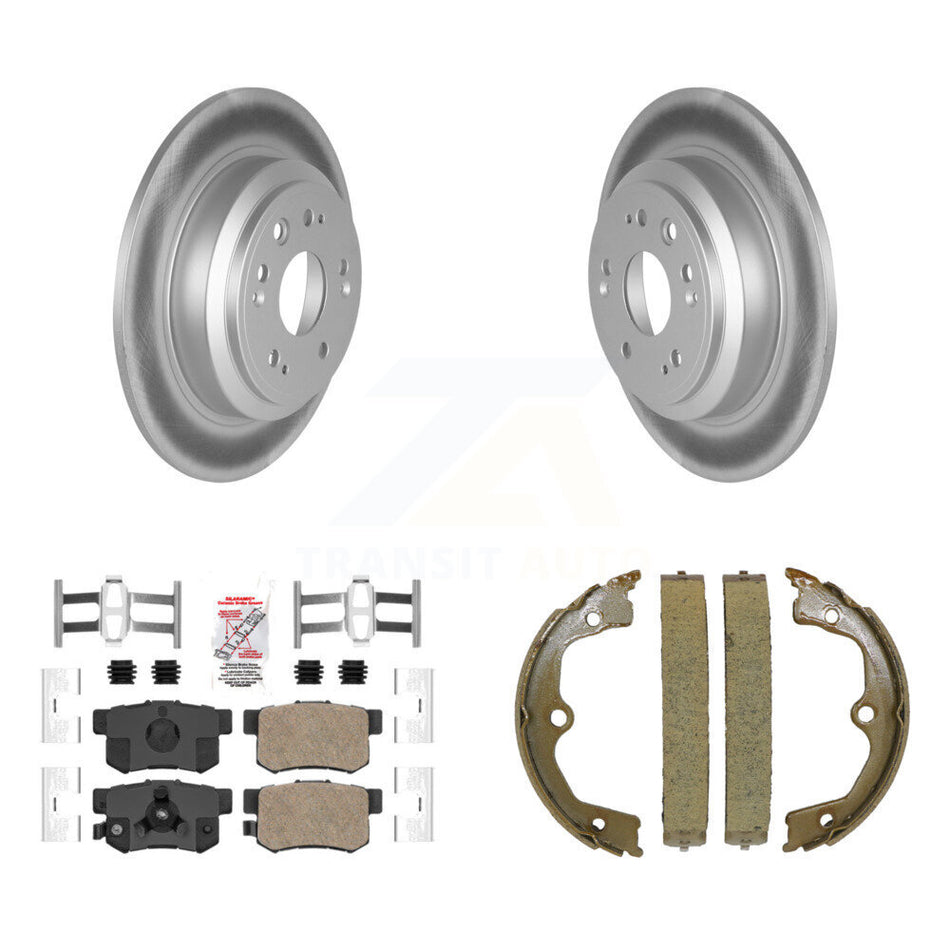 Rear Disc Coated Rotors Ceramic Pads & Parking Brake Shoes Kit For Honda Accord Crosstour KGA-106774