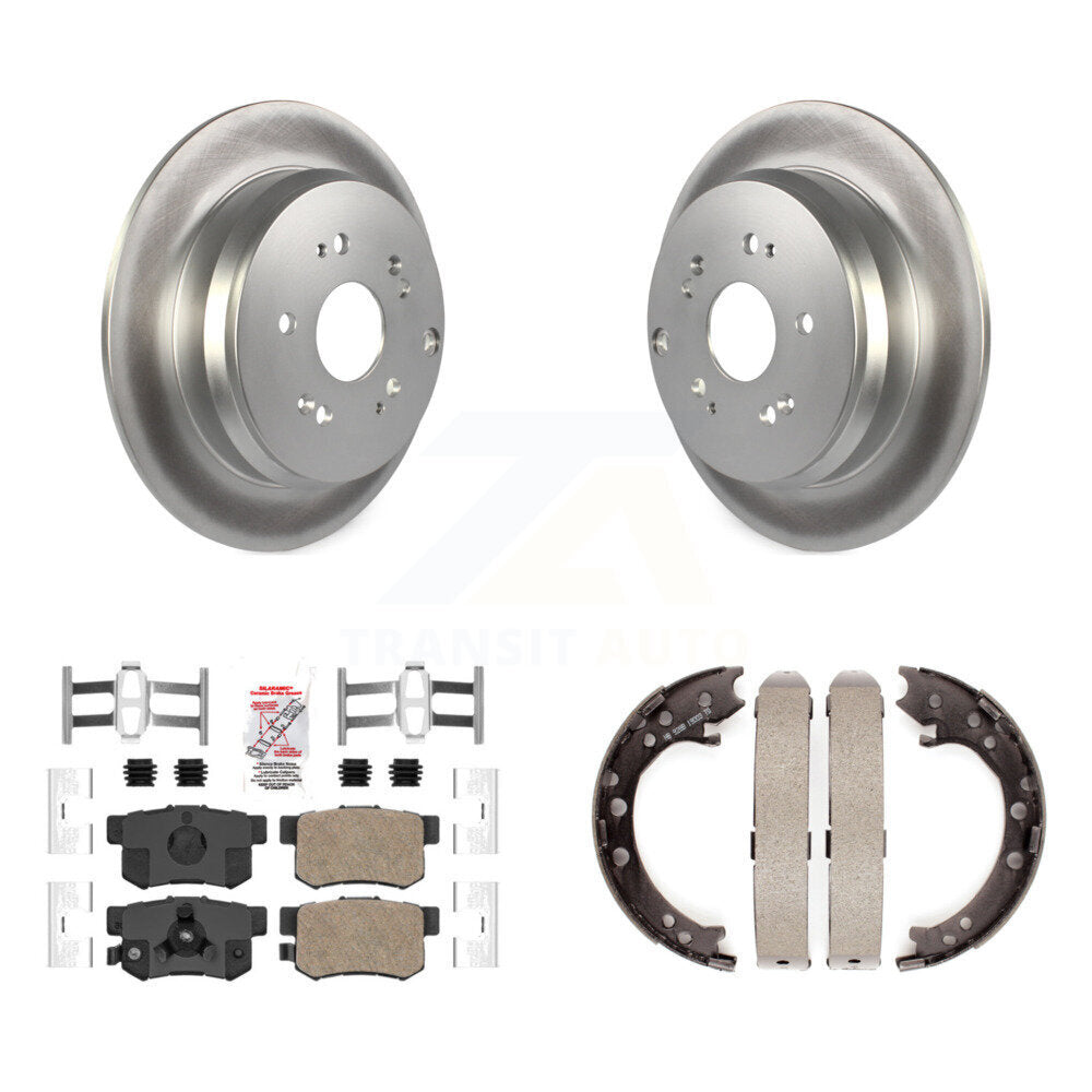 Rear Disc Coated Rotors Ceramic Pads And Parking Brake Shoes Kit For Honda CR-V Acura RDX KGA-106776