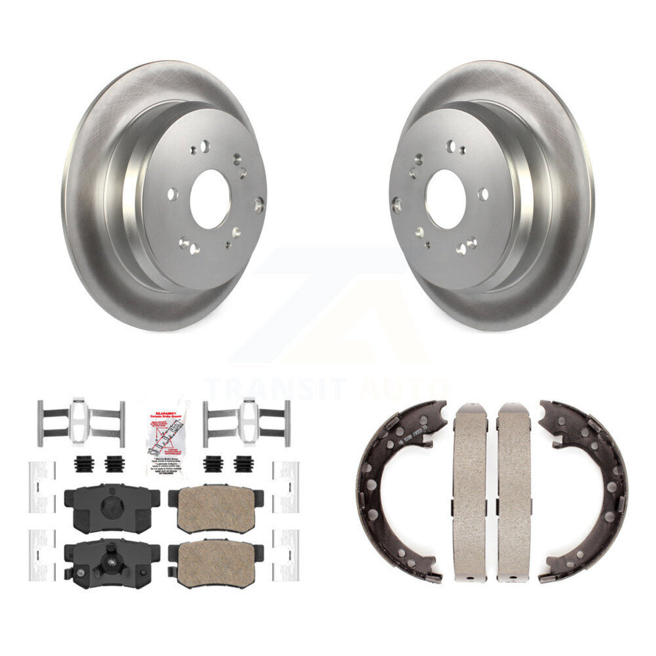 Rear Disc Coated Rotors Ceramic Pads And Parking Brake Shoes Kit For Honda CR-V Acura RDX KGA-106776
