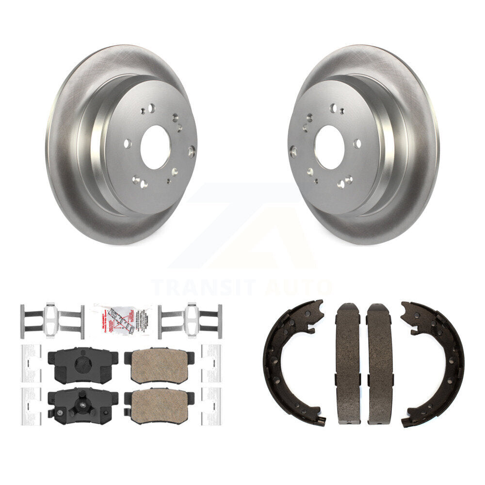 Rear Disc Coated Rotors Ceramic Pads And Parking Brake Shoes Kit For 2005-2006 Honda CR-V KGA-106779