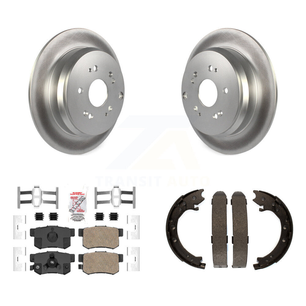 Rear Disc Coated Rotors Ceramic Pads And Parking Brake Shoes Kit For 2005-2006 Honda CR-V KGA-106780