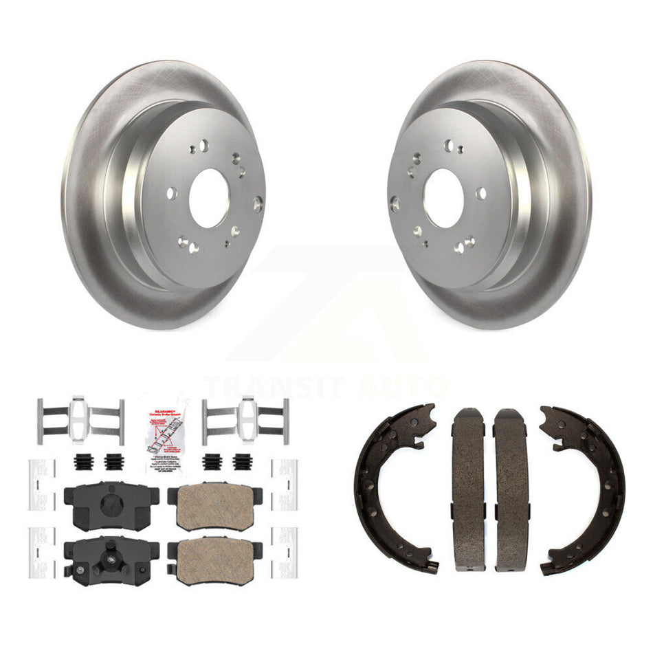 Rear Disc Coated Rotors Ceramic Pads And Parking Brake Shoes Kit For 2005-2006 Honda CR-V KGA-106780