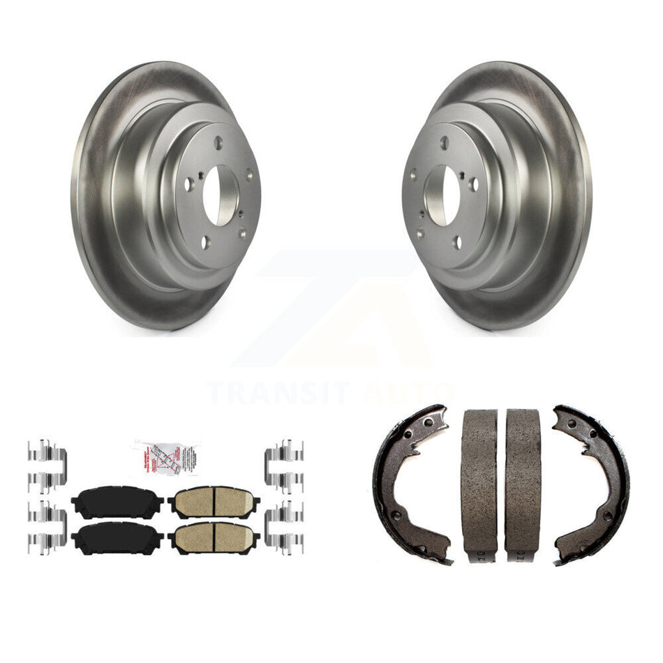 Rear Disc Coated Rotors Ceramic Pads & Parking Shoes Kit For Subaru Impreza Forester Saab KGA-106782